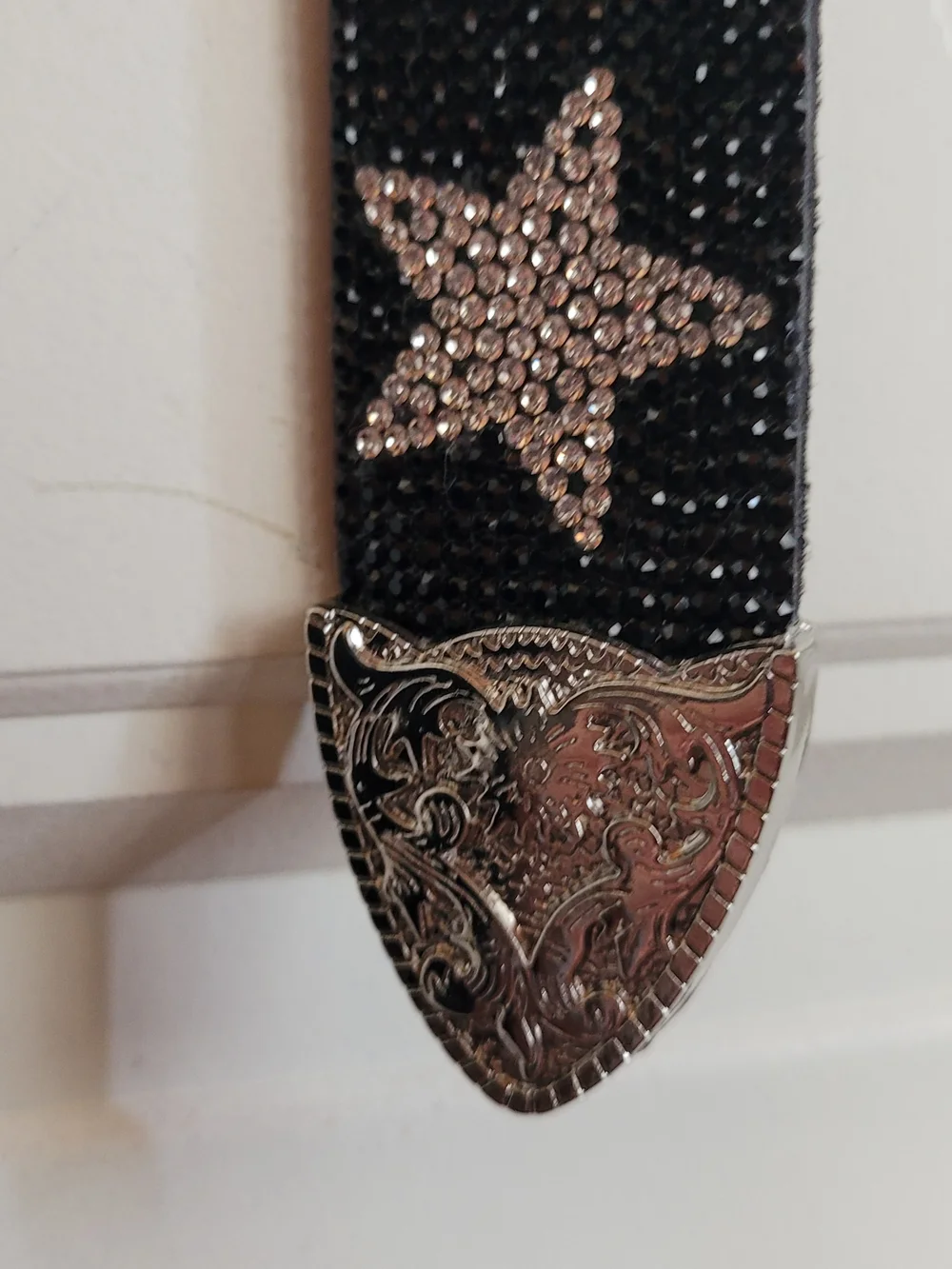 BKE Black Star-Studded Rhinestone Soft Belt M